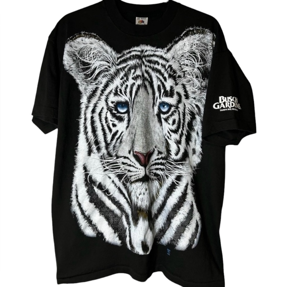 Vintage 1992 White Tiger Busch Gardens Graphic Tee XL Single Stitch Made USA